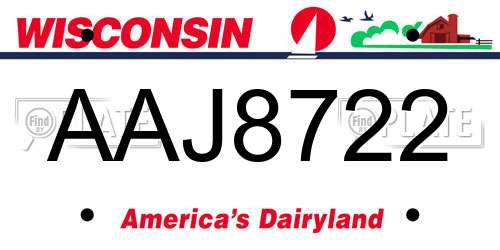 AAJ8722 Wisconsin License Plate