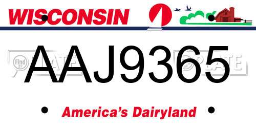AAJ9365 Wisconsin License Plate