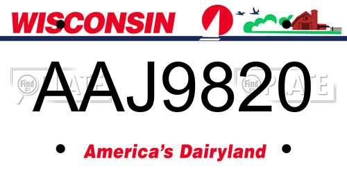 AAJ9820 Wisconsin License Plate