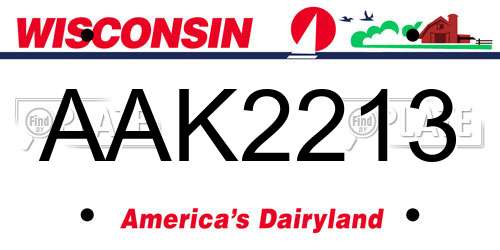 AAK2213 Wisconsin License Plate