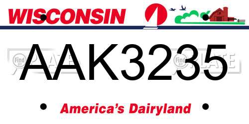AAK3235 Wisconsin License Plate