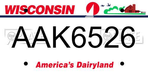 AAK6526 Wisconsin License Plate