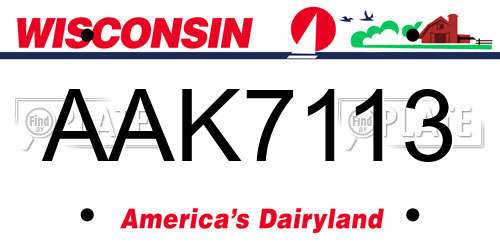 AAK7113 Wisconsin License Plate