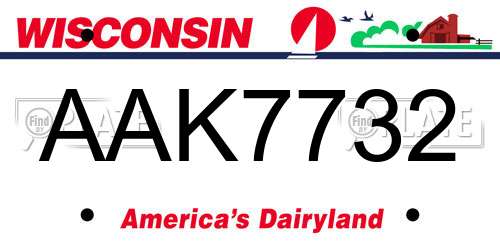 AAK7732 Wisconsin License Plate