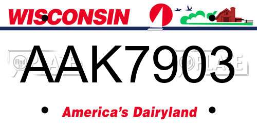 AAK7903 Wisconsin License Plate
