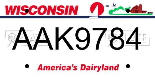 AAK9784 Wisconsin License Plate