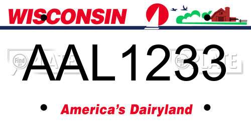 AAL1233 Wisconsin License Plate