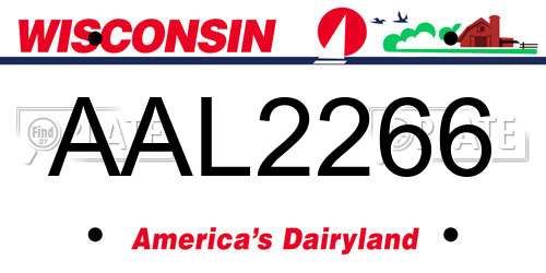 AAL2266 Wisconsin License Plate