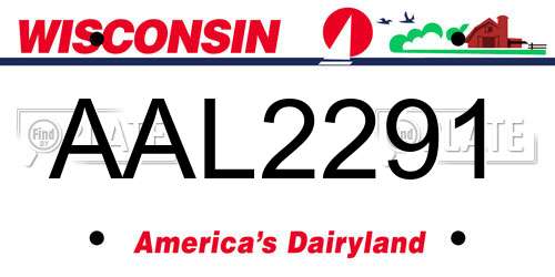 AAL2291 Wisconsin License Plate