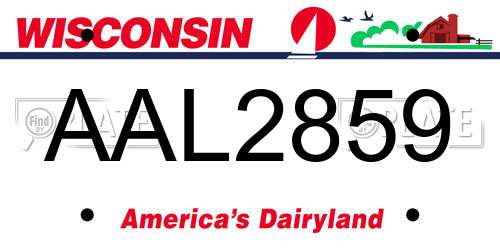 AAL2859 Wisconsin License Plate