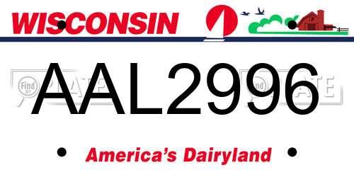 AAL2996 Wisconsin License Plate