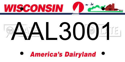 AAL3001 Wisconsin License Plate