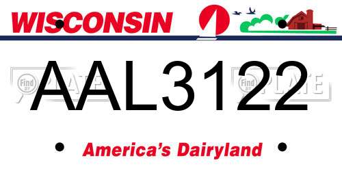 AAL3122 Wisconsin License Plate