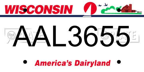 AAL3655 Wisconsin License Plate