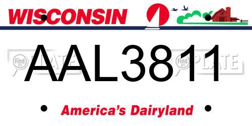AAL3811 Wisconsin License Plate