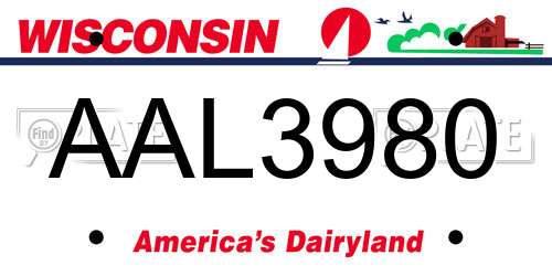 AAL3980 Wisconsin License Plate