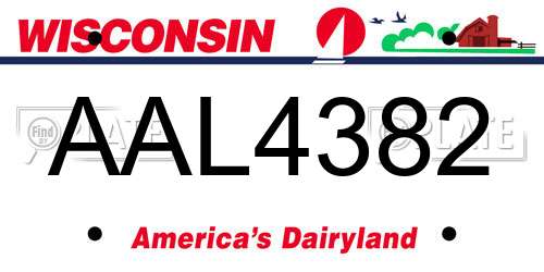AAL4382 Wisconsin License Plate