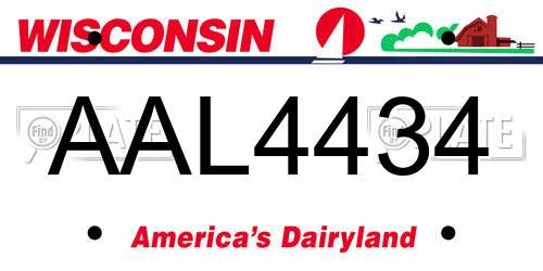 AAL4434 Wisconsin License Plate