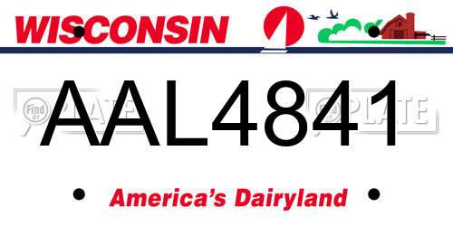 AAL4841 Wisconsin License Plate