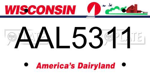 AAL5311 Wisconsin License Plate