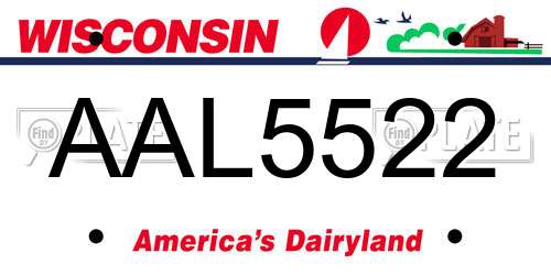 AAL5522 Wisconsin License Plate