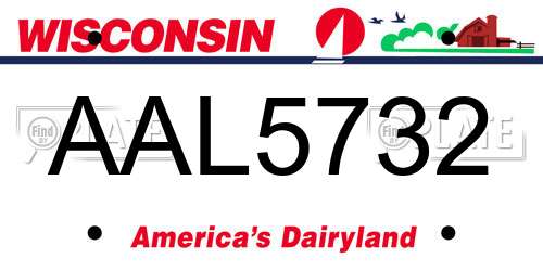 AAL5732 Wisconsin License Plate