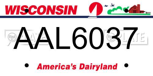 AAL6037 Wisconsin License Plate