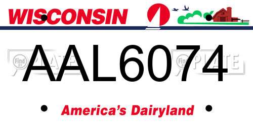 AAL6074 Wisconsin License Plate