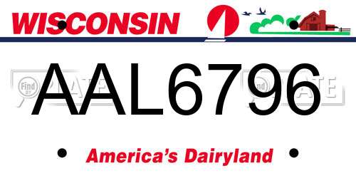 AAL6796 Wisconsin License Plate