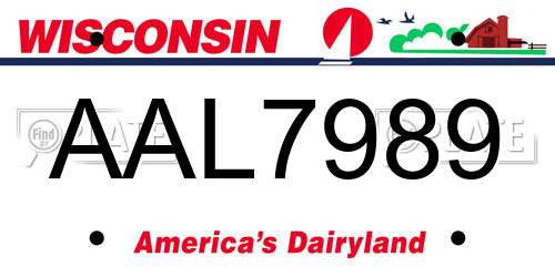 AAL7989 Wisconsin License Plate