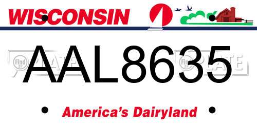 AAL8635 Wisconsin License Plate