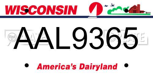 AAL9365 Wisconsin License Plate