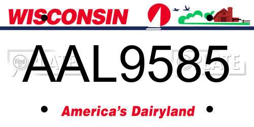 AAL9585 Wisconsin License Plate