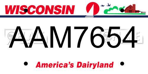AAM7654 Wisconsin License Plate