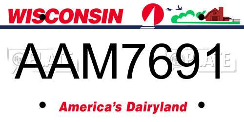 AAM7691 Wisconsin License Plate