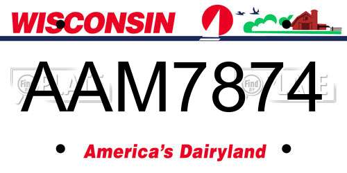 AAM7874 Wisconsin License Plate