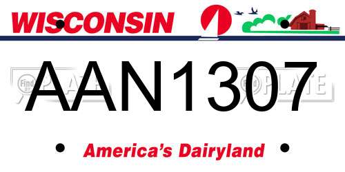 AAN1307 Wisconsin License Plate