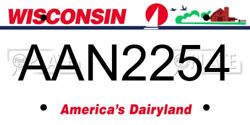 AAN2254 Wisconsin License Plate