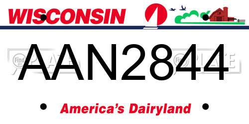 AAN2844 Wisconsin License Plate