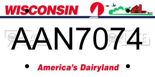 AAN7074 Wisconsin License Plate