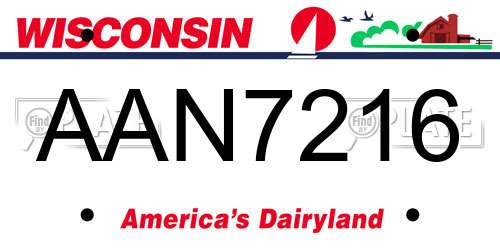 AAN7216 Wisconsin License Plate