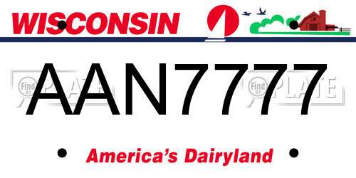 AAN7777 Wisconsin License Plate