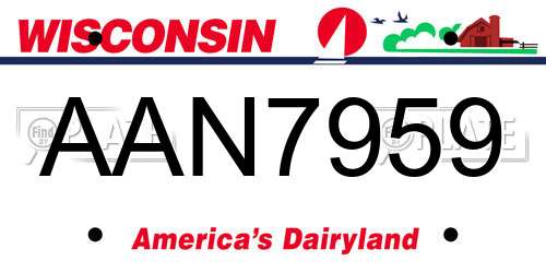 AAN7959 Wisconsin License Plate