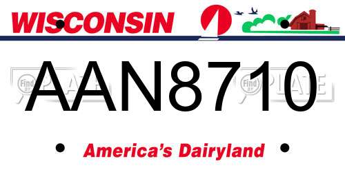 AAN8710 Wisconsin License Plate