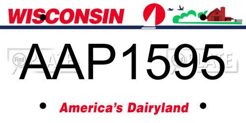 AAP1595 Wisconsin License Plate