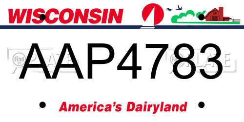 AAP4783 Wisconsin License Plate
