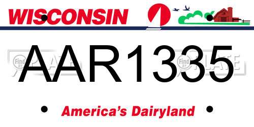 AAR1335 Wisconsin License Plate