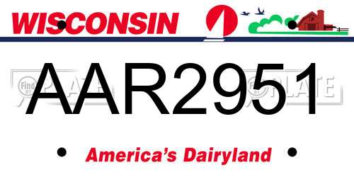 AAR2951 Wisconsin License Plate