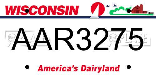 AAR3275 Wisconsin License Plate