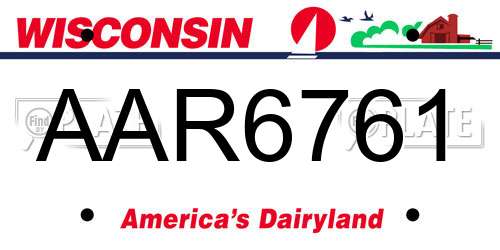 AAR6761 Wisconsin License Plate